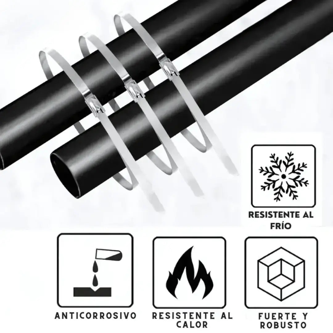 ABRAZADERAS DE ACERO INOXIDABLE SteelGrip100® PACK X 100 UNIDADES