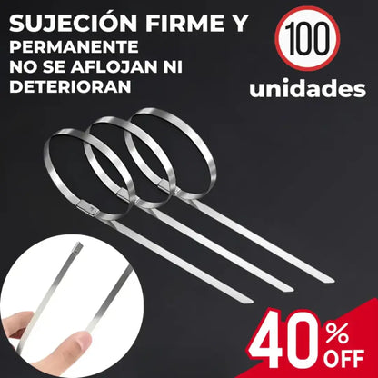 ABRAZADERAS DE ACERO INOXIDABLE SteelGrip100® PACK X 100 UNIDADES